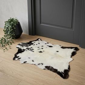 2' X 3' White And Black Calfskin - Area Rug