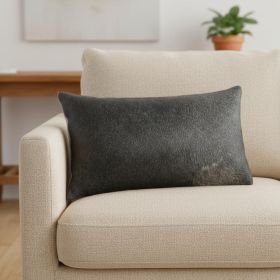 12 X 20 Gray And White Cowhide Throw Pillow