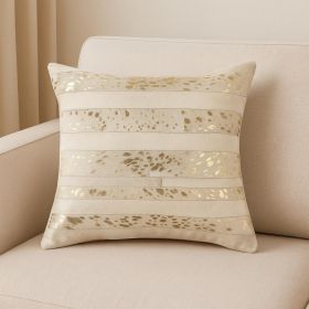 18 X 18 Beige Cowhide Throw Pillow