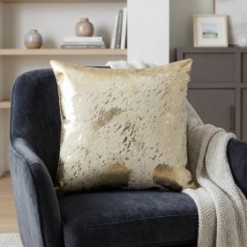 18" Beige Cowhide Throw Pillow