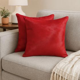 18" X 18" X 5" Wine Cowhide  Pillow 2 Pack