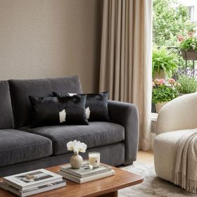 Set of Two 12" X 20" Black and White Cowhide Throw Pillows