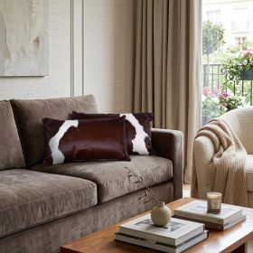 12" X 20" X 5" Chocolate And White Cowhide  Pillow 2 Pack