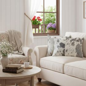 Set Of 2 Gray And White Natural Cowhide Pillows