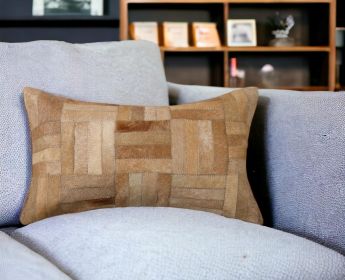 12" X 20" Natural Cowhide Throw Pillow