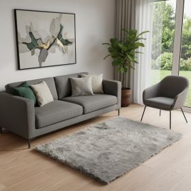 5' X 8' Gray Faux Sheepskin Area Rug