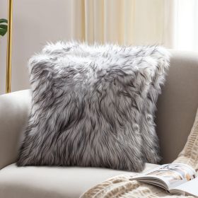 Set of Two 18" Chocolate Faux Fur Throw Pillow