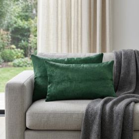 Set of Two 12" X 20" Green Cowhide Throw Pillow