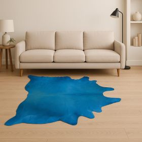 5' X 7' Blue Cowhide Cowhide Handmade Area Rug