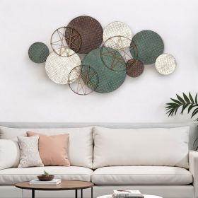 25" X 47" Bronze Green and White Metal and Jute Distressed Wall Decor