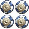 Set of Eight Blue White And Gold Geometric Ceramic Drawer Pull Knobs