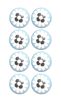 Set of Eight Blue White And Black Floral Ceramic Drawer Pull Knobs
