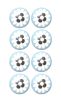 Set of Eight Blue White And Black Floral Ceramic Drawer Pull Knobs