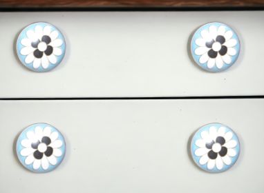 Charming Light Blue And Black Set Of 8 Knobs