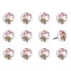 Set of Twelve Pink And White Floral Ceramic Drawer Pull Knobs