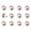 Set of Twelve Pink And White Floral Ceramic Drawer Pull Knobs