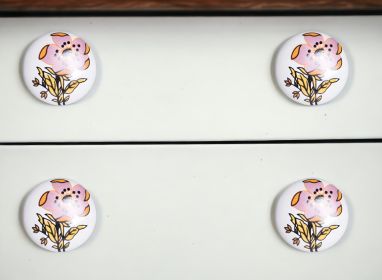 Floral White And Pink Set Of 12 Knobs