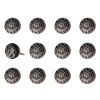 Set of Twelve Black And Silver Ceramic Filigree Floral Drawer Pull Knobs