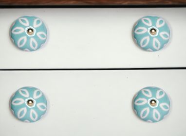 1.5" X 1.5" X 1.5" Turquoise White And Gold  Knobs 12 Pack