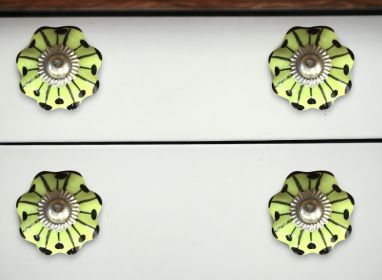 1.5" X 1.5" X 1.5" Yellow Green And Silver  Knobs 12 Pack