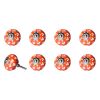 Set of Eight Orange White And Silver Floral Ceramic Drawer Pull Knobs