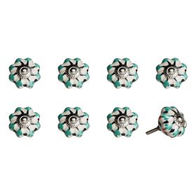 1.5" X 1.5" X 1.5" Hues Of White Green And Black  Knobs 8 Pack