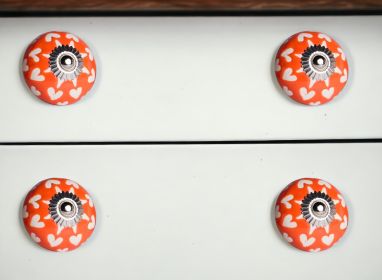 1.5" X 1.5" X 1.5" Orange White And Silver  Knobs 12 Pack