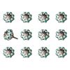 Set of Twelve Green Silver And White Geometric Ceramic Drawer Pull Knobs