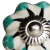 Set of Twelve Green Silver And White Geometric Ceramic Drawer Pull Knobs