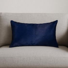 12" X 20" Navy Cowhide Throw Pillow