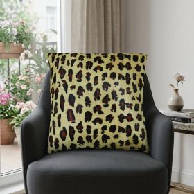 18" Black and Orange Cowhide Throw Pillow