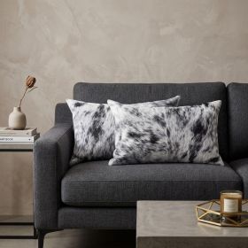 Set of Two 12" X 20" Black and White Cowhide Throw Pillow