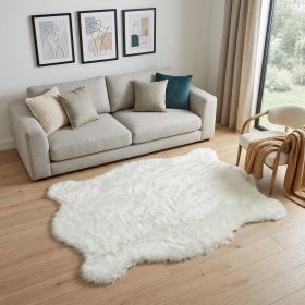 5' X 8' Polar Bear Off White Faux Hide Area Rug