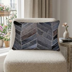 12" X 20" Gray and Brown Chevron Cowhide Throw Pillow