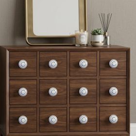 Set of Twelve White and Black Ceramic Drawer Pull Knobs