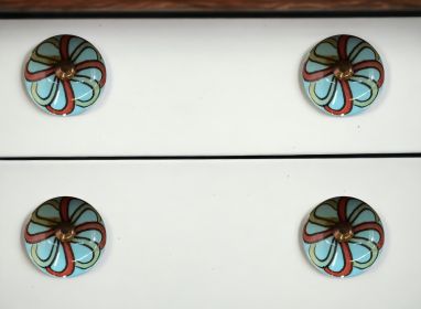 Bohemian Turquoise And Red Set Of 12 Knobs