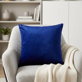 18" X 7" X 18" Transitional Royal Blue Solid Pillow Cover With Poly Insert