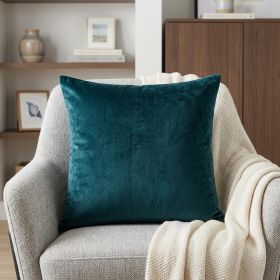 18" X 7" X 18" Transitional Teal Solid Pillow Cover With Poly Insert