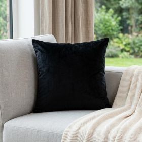 18" X 7" X 18" Transitional Black Solid Pillow Cover With Poly Insert