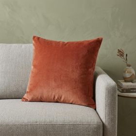 18" X 7" X 18" Transitional Orange Solid Pillow Cover With Poly Insert