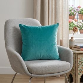 18" X 7" X 18" Transitional Aqua Solid Pillow Cover With Poly Insert