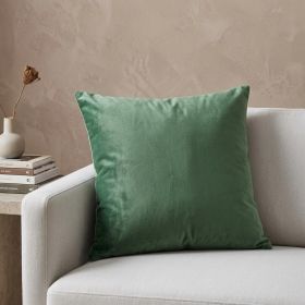 20" X 7" X 20" Transitional Green Solid Pillow Cover With Poly Insert