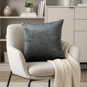 20" X 7" X 20" Transitional Charcoal Solid Pillow Cover With Poly Insert