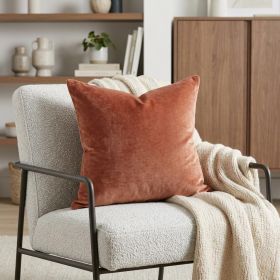 20" X 7" X 20" Transitional Orange Solid Pillow Cover With Poly Insert