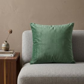 22" X 7" X 22" Transitional Green Solid Pillow Cover With Poly Insert