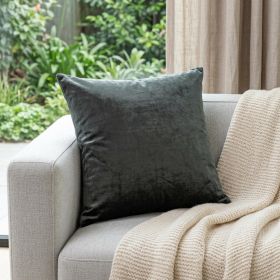 22" X 7" X 22" Transitional Charcoal Solid Pillow Cover With Poly Insert