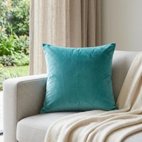 22" X 7" X 22" Transitional Aqua Solid Pillow Cover With Poly Insert