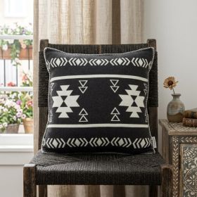 20" X 7" X 20" Southwest Black Cotton Pillow Cover With Poly Insert