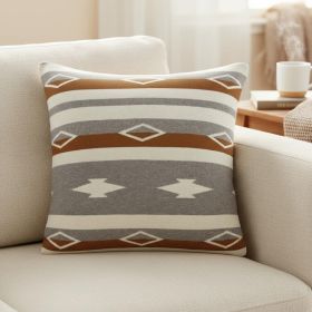 20" X 20" Tan Southwestern Cotton Zippered Pillow