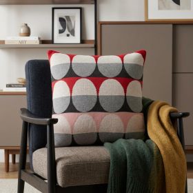 20" X 7" X 20" Transitional Gray And Red Pillow Cover With Poly Insert